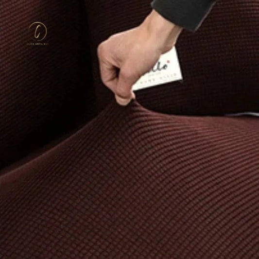 UK Sofa Covers | Elastic Jacquard Fabric Sofa Cover Dark Brown