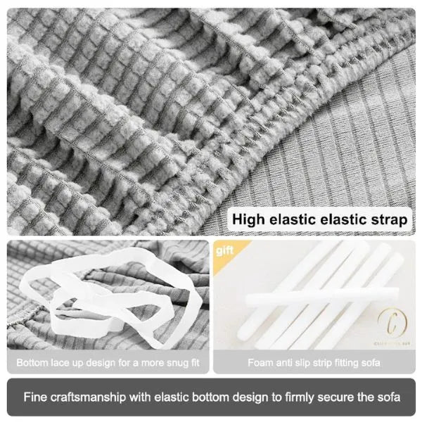 UK Sofa Covers | Elastic Jacquard Fabric Sofa Cover Light Gray