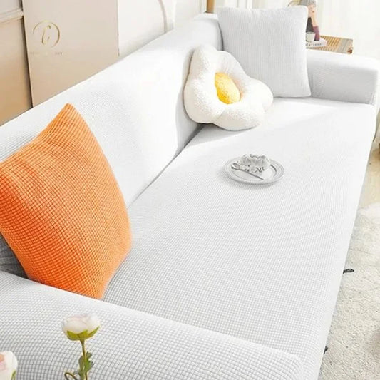 UK Sofa Covers | Elastic Jacquard Fabric Sofa Cover White