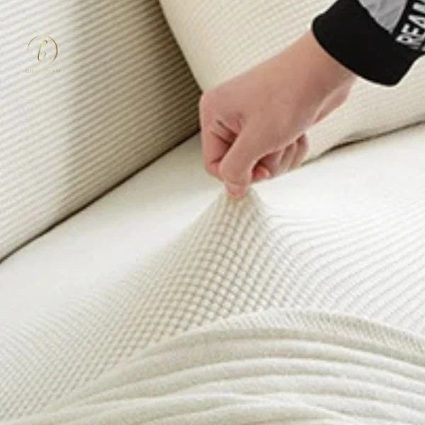 UK Sofa Covers | Elastic Jacquard Fabric Sofa Cover Ivory