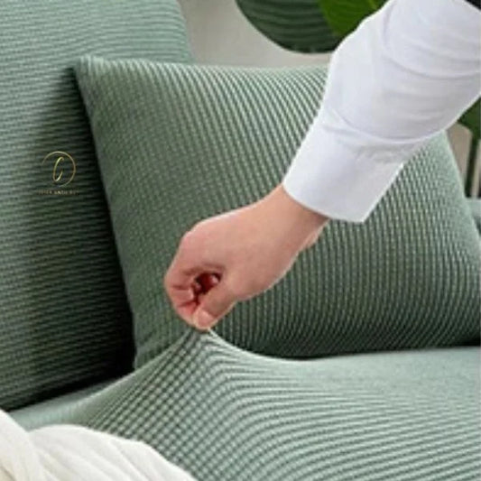 UK Sofa Covers | Elastic Jacquard Fabric Sofa Cover pea green